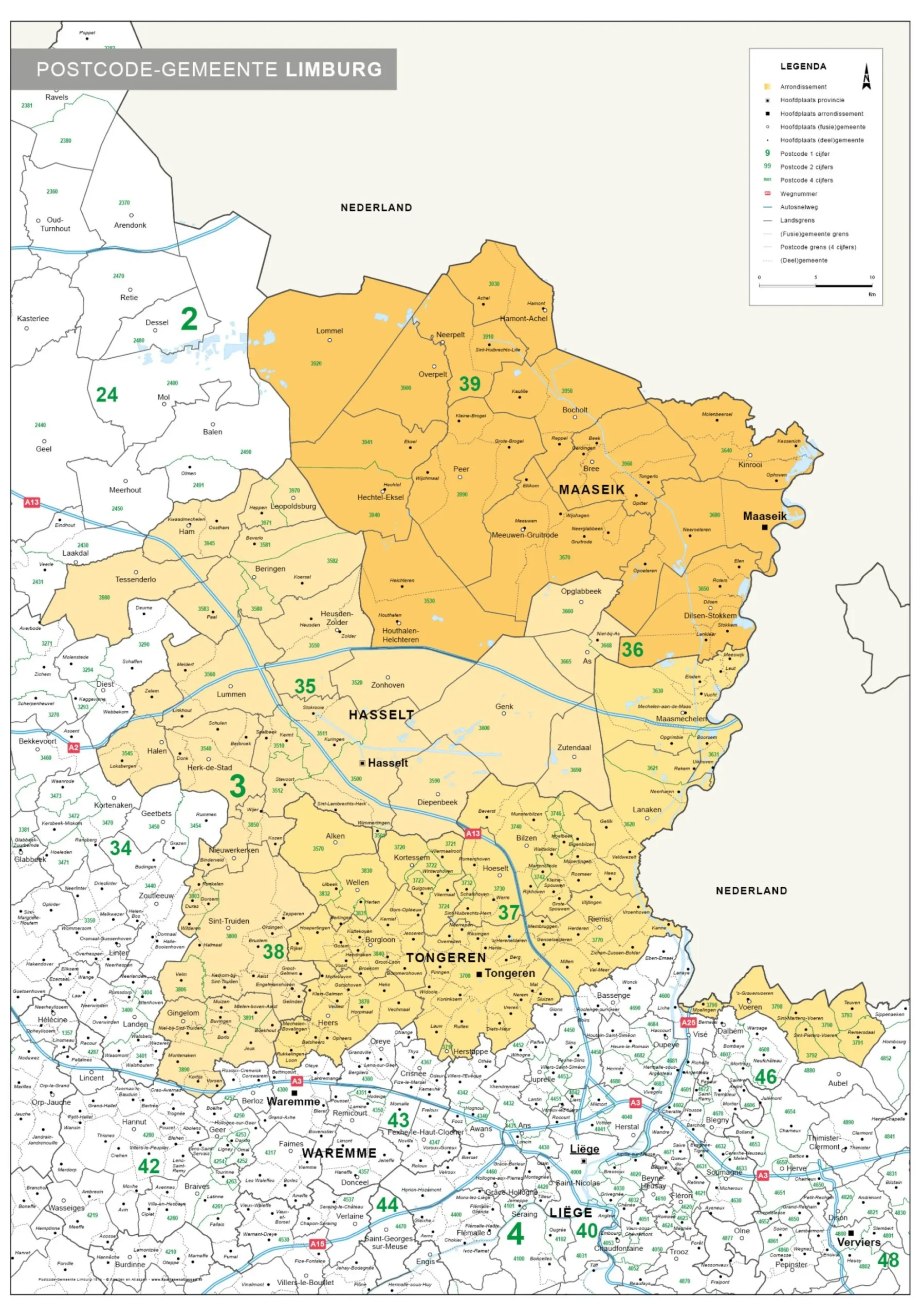 Administratieve kaart Limburg 1514