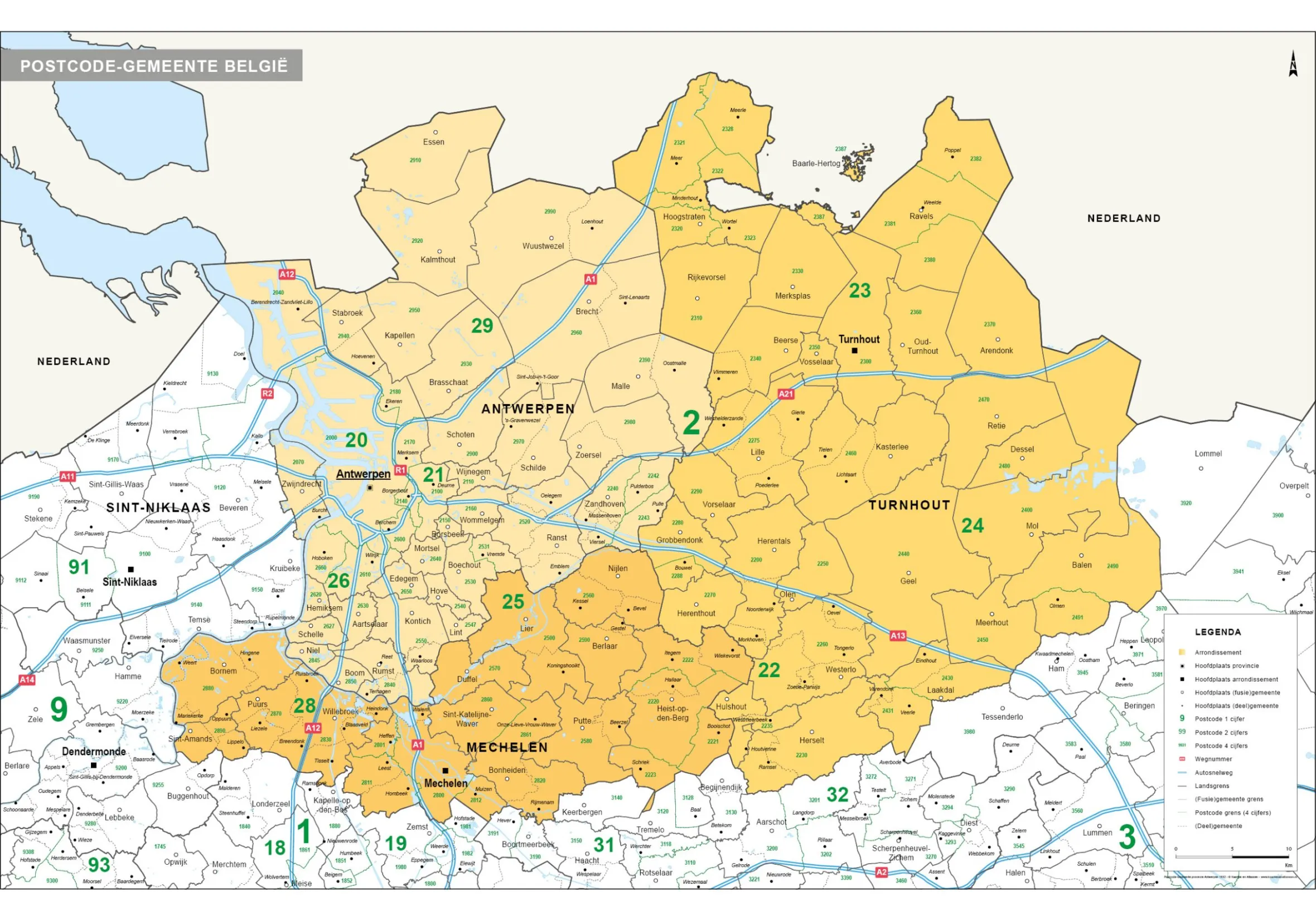 Administratieve kaart Provincie Antwerpen 1512