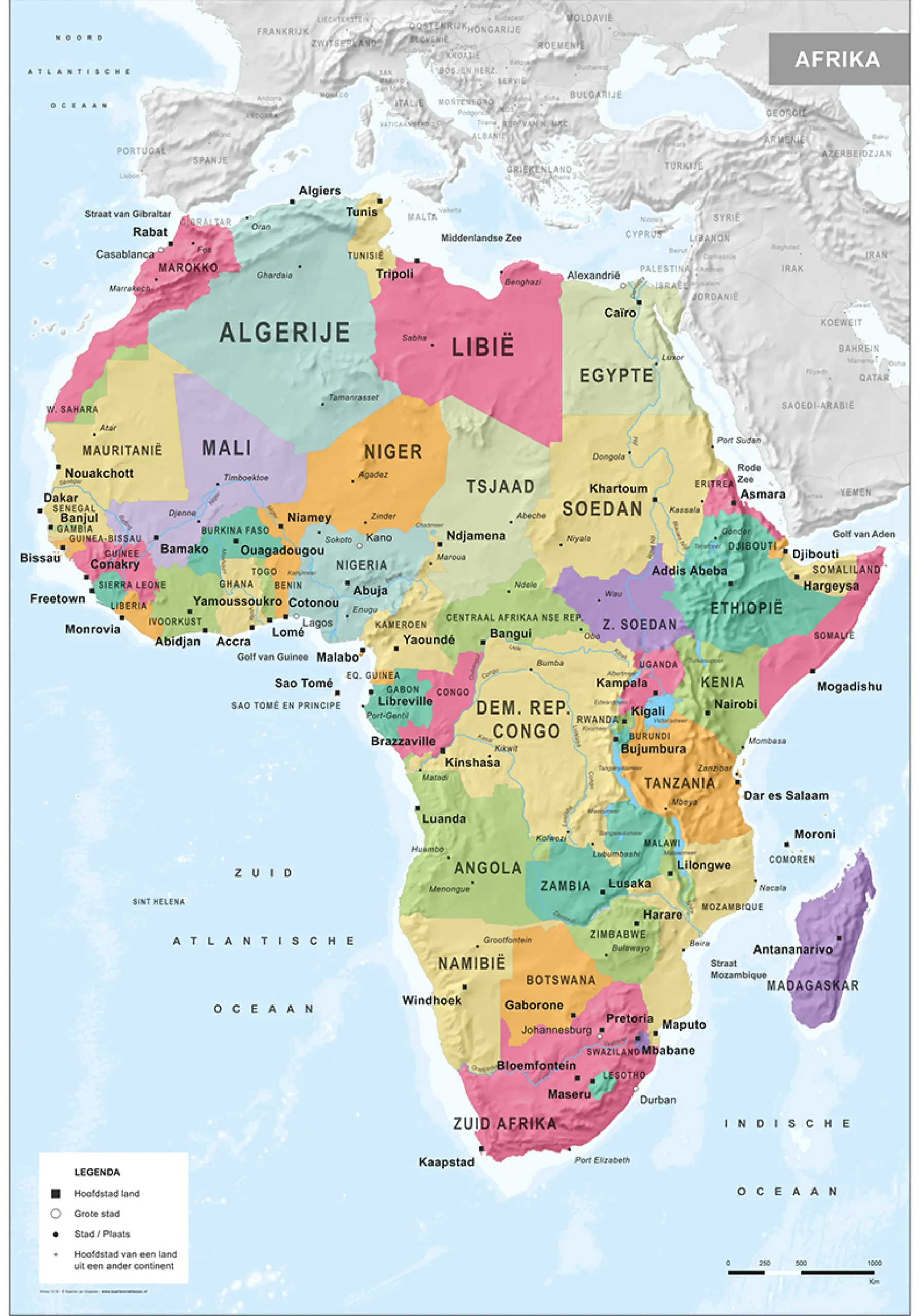 Afrika staatkundige kaart 1518
