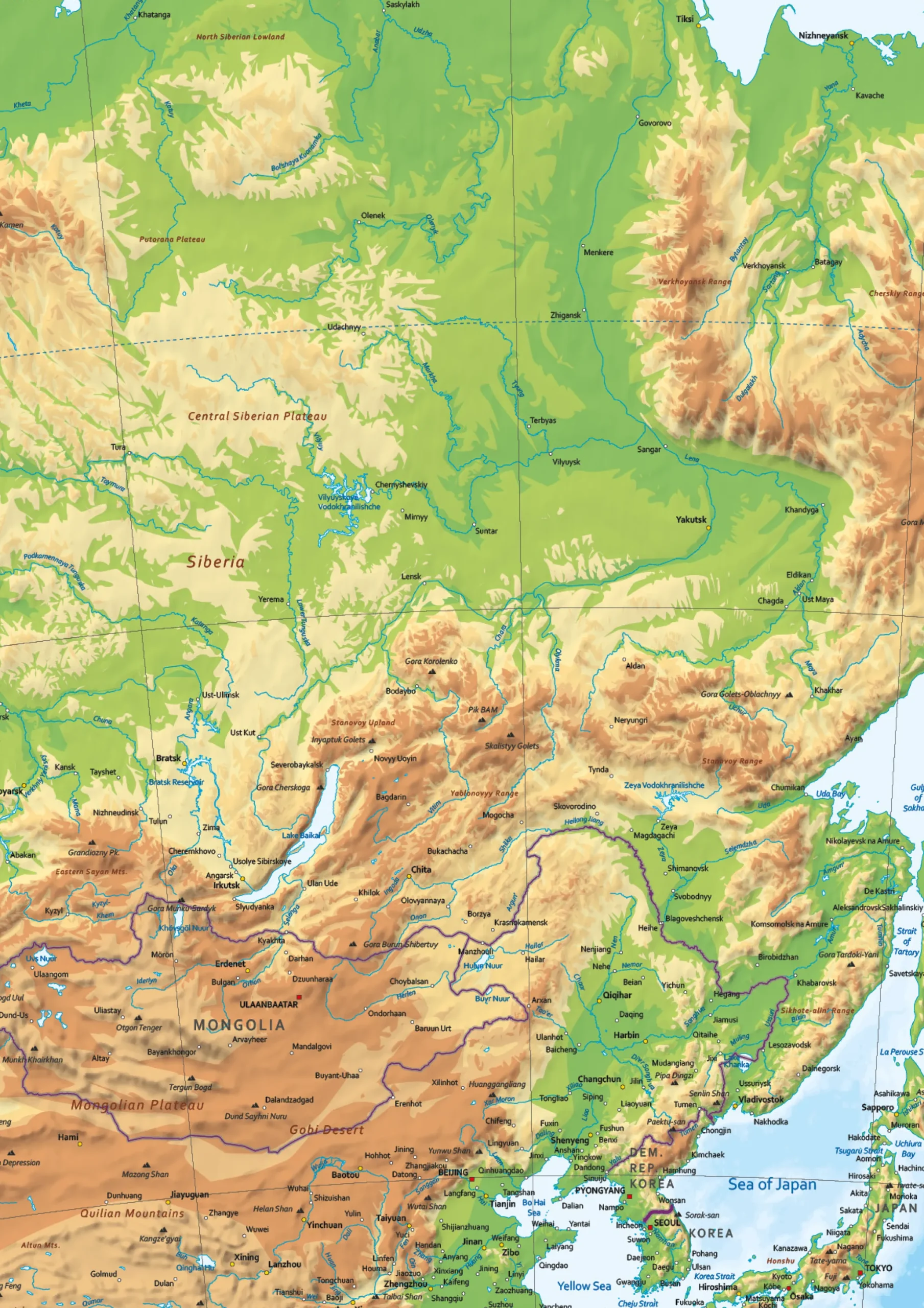 Azië Kaart Natuurkundig 1611