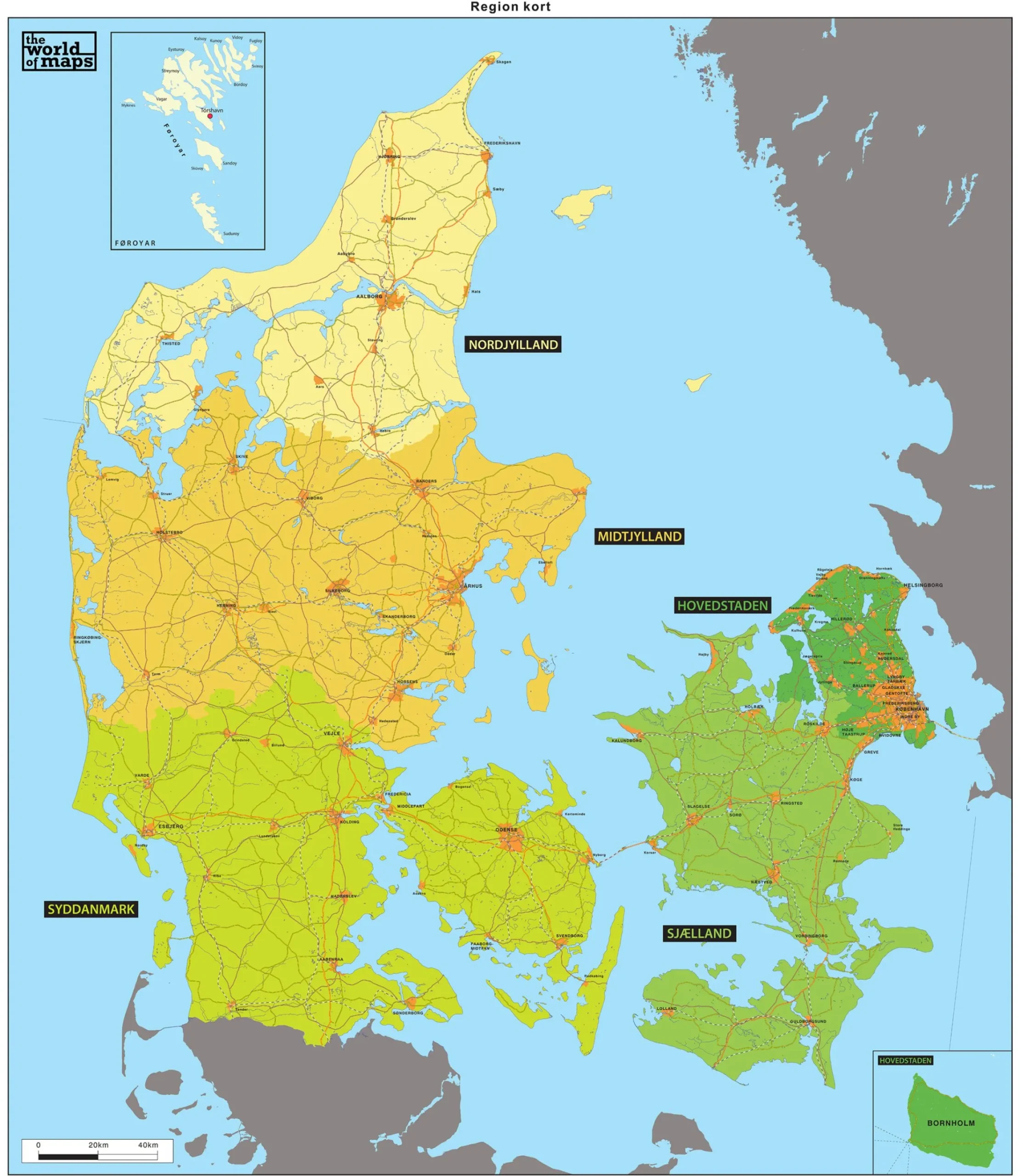 Basis regio kaart van Denemarken 12