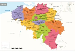 België kaart Staatkundig 1321