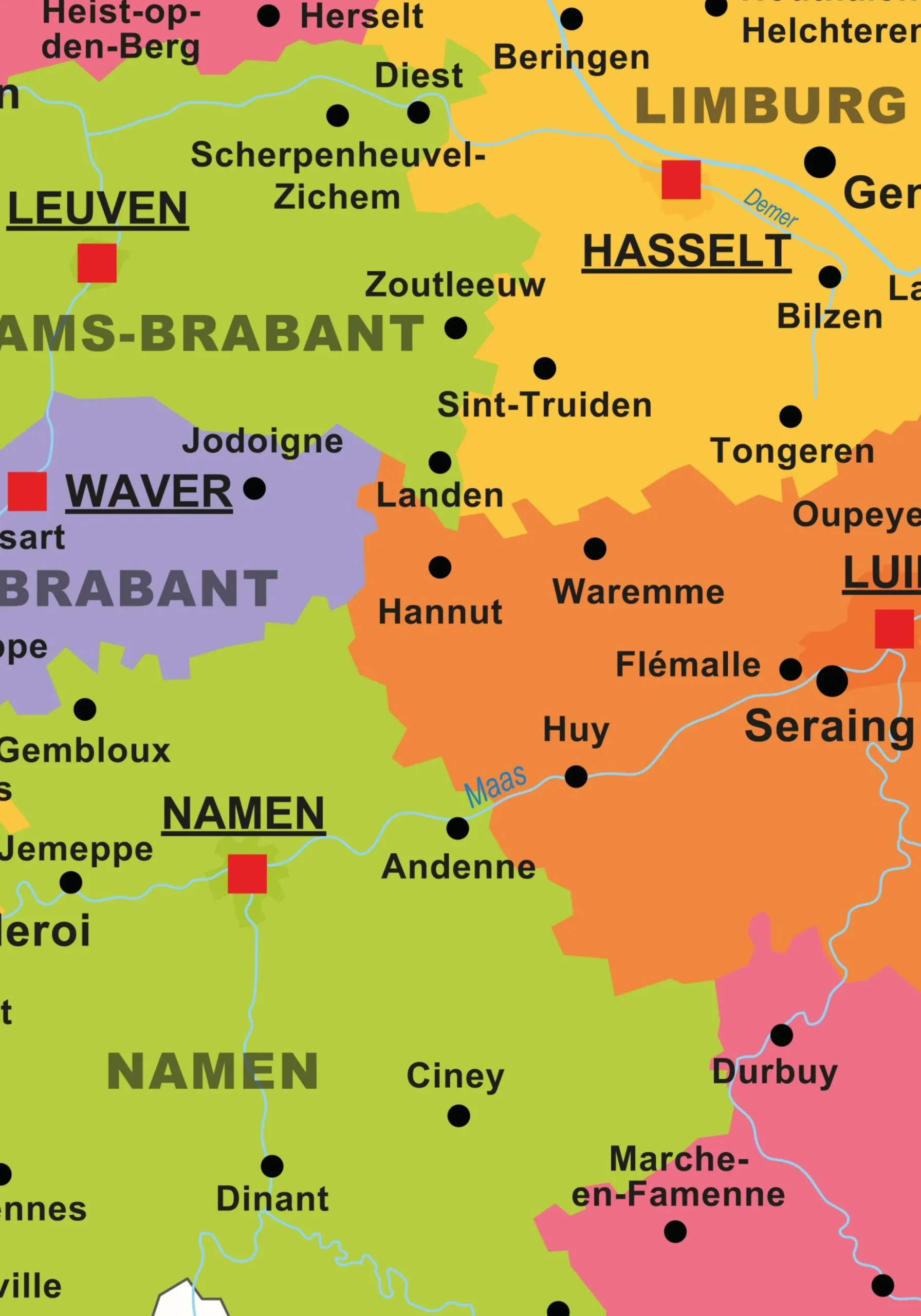 België kaart Staatkundig 1321