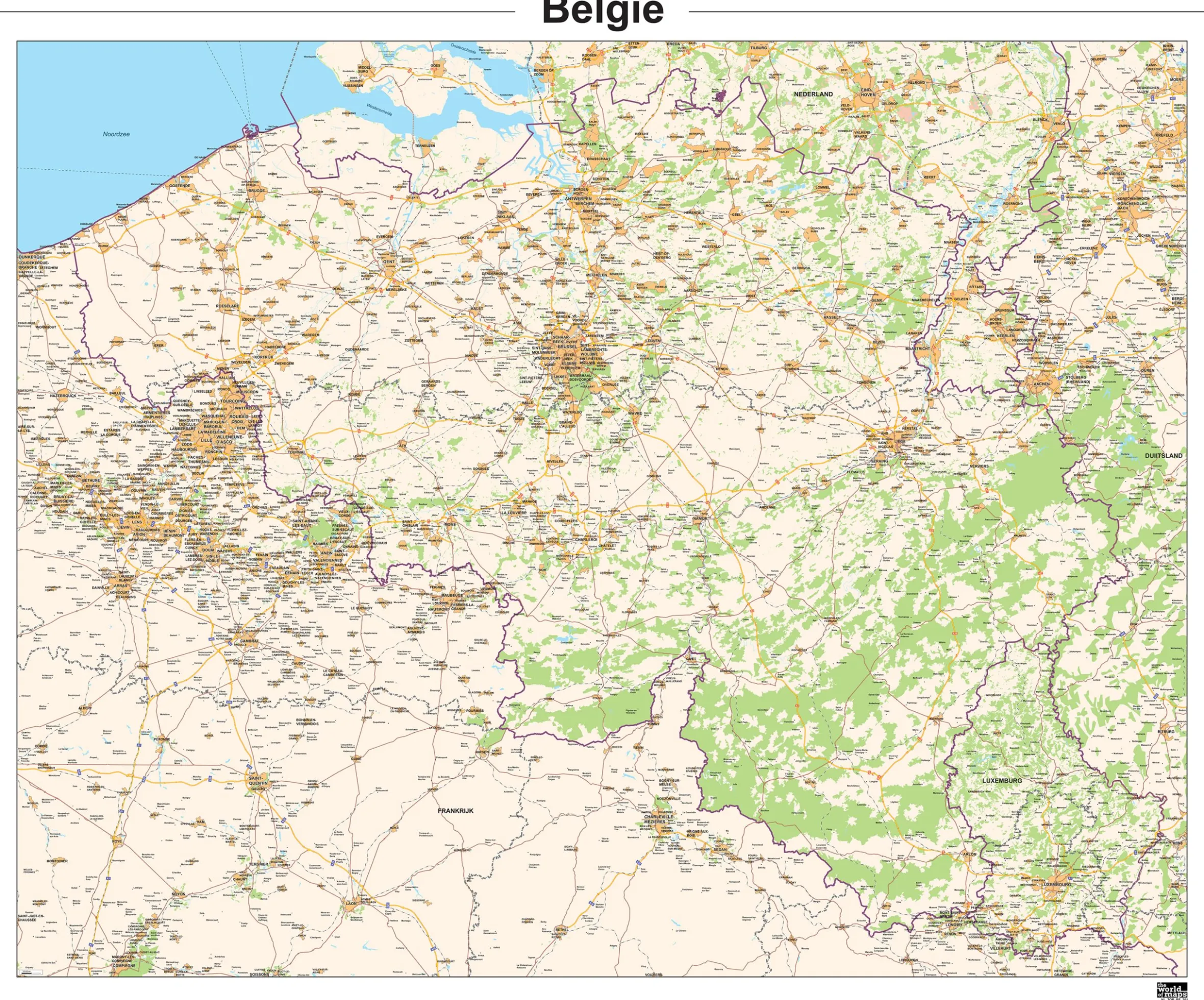 België kaart Topografisch 301