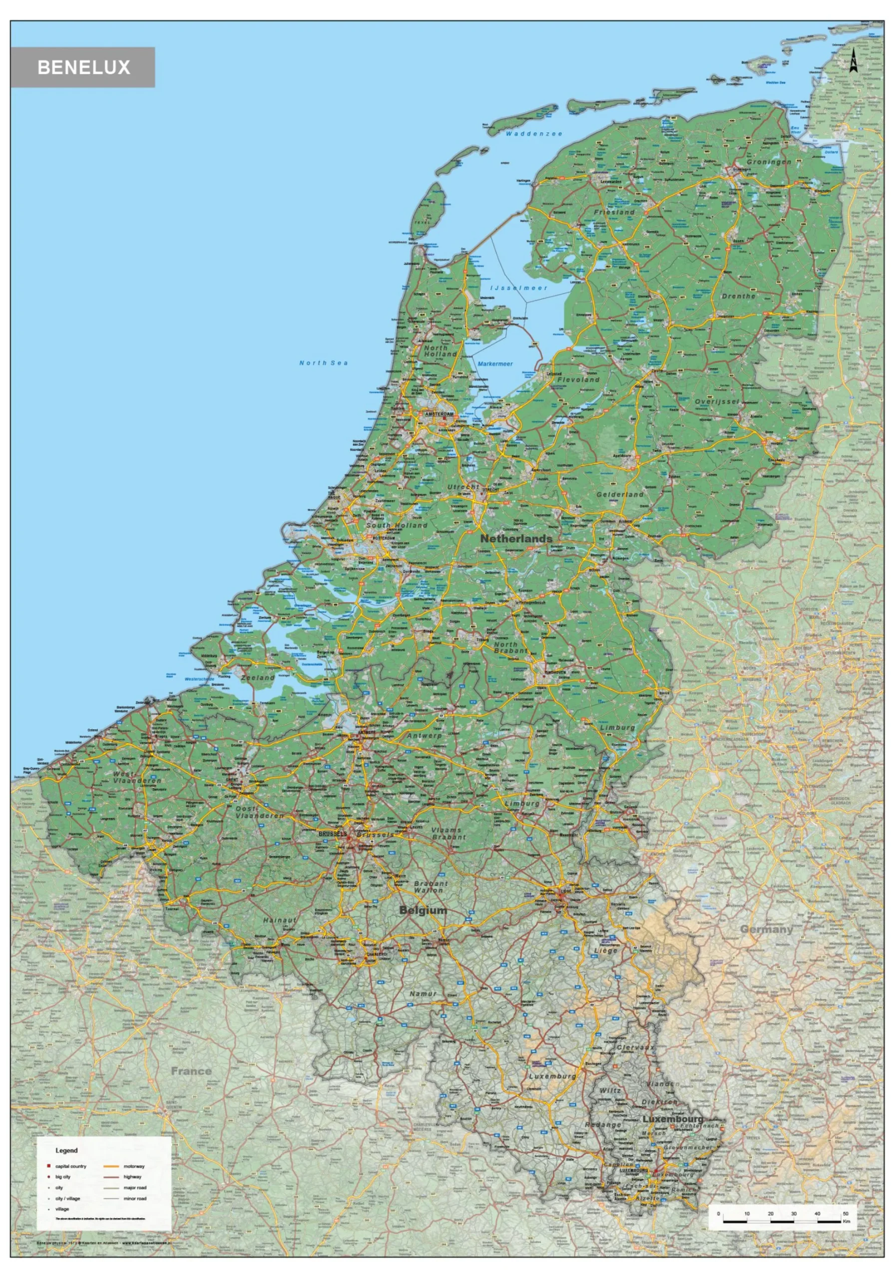 Benelux Kaart Natuurkundig 1573