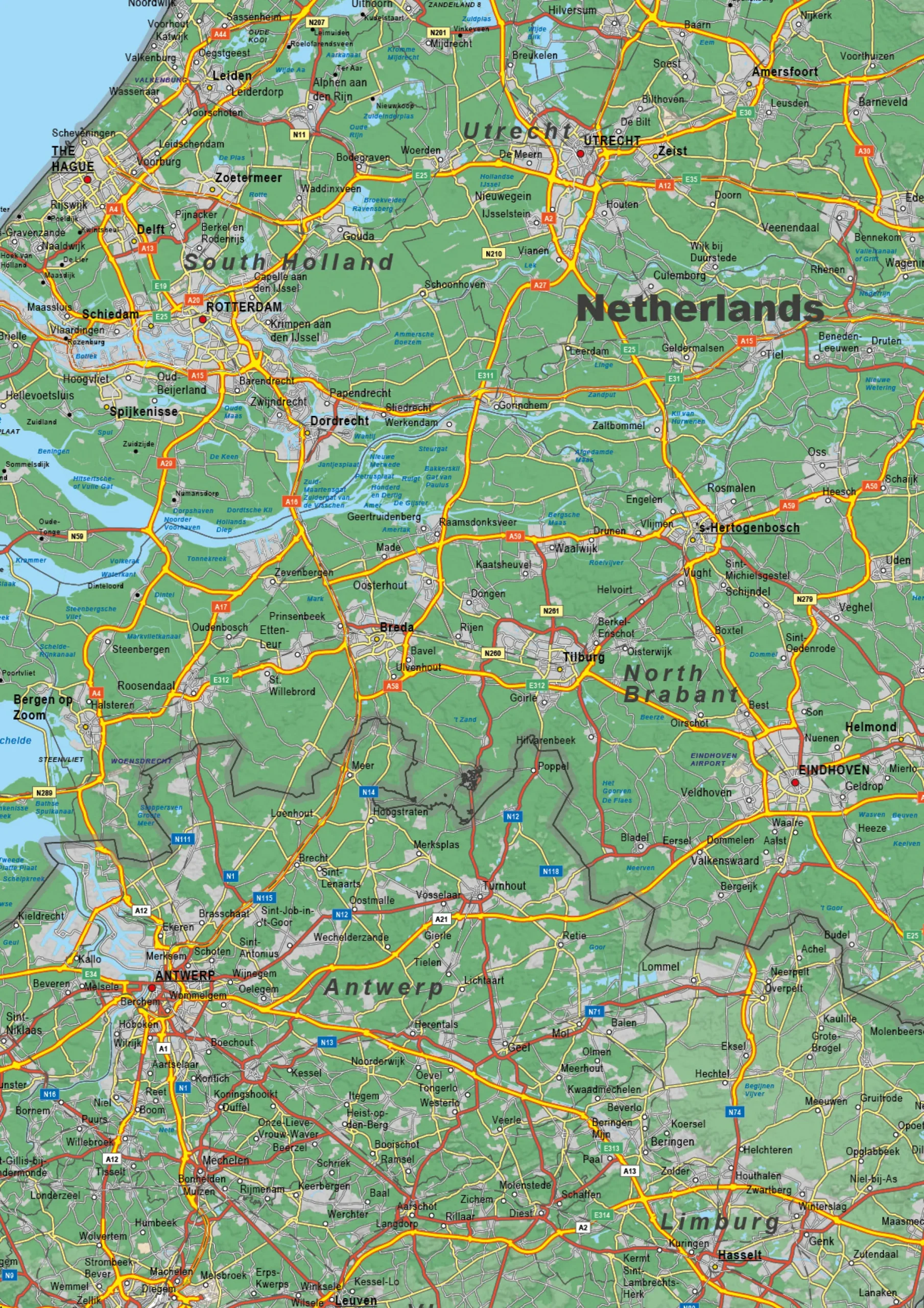 Benelux Kaart Natuurkundig 1573