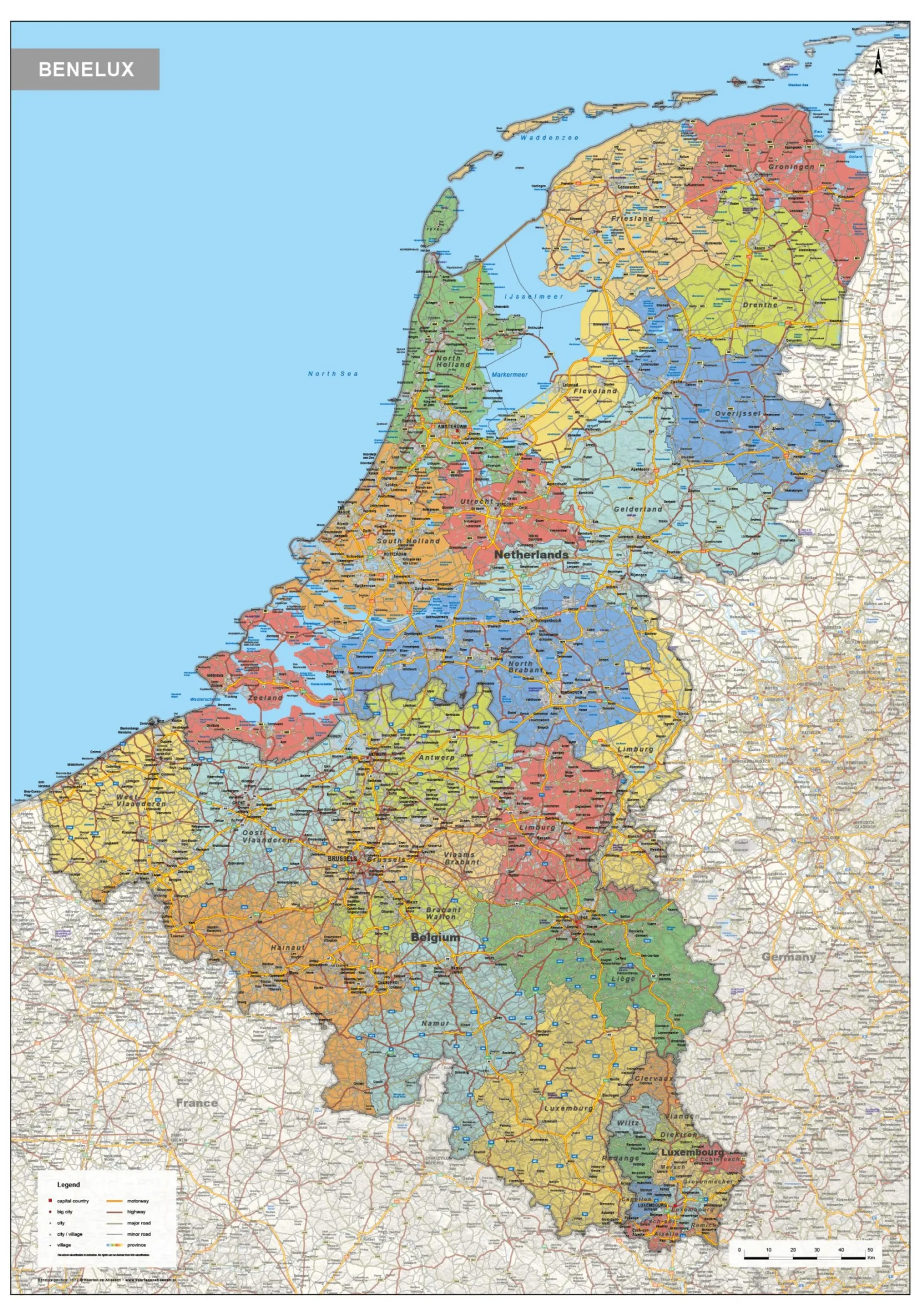Benelux Kaart Staatkundig 1572