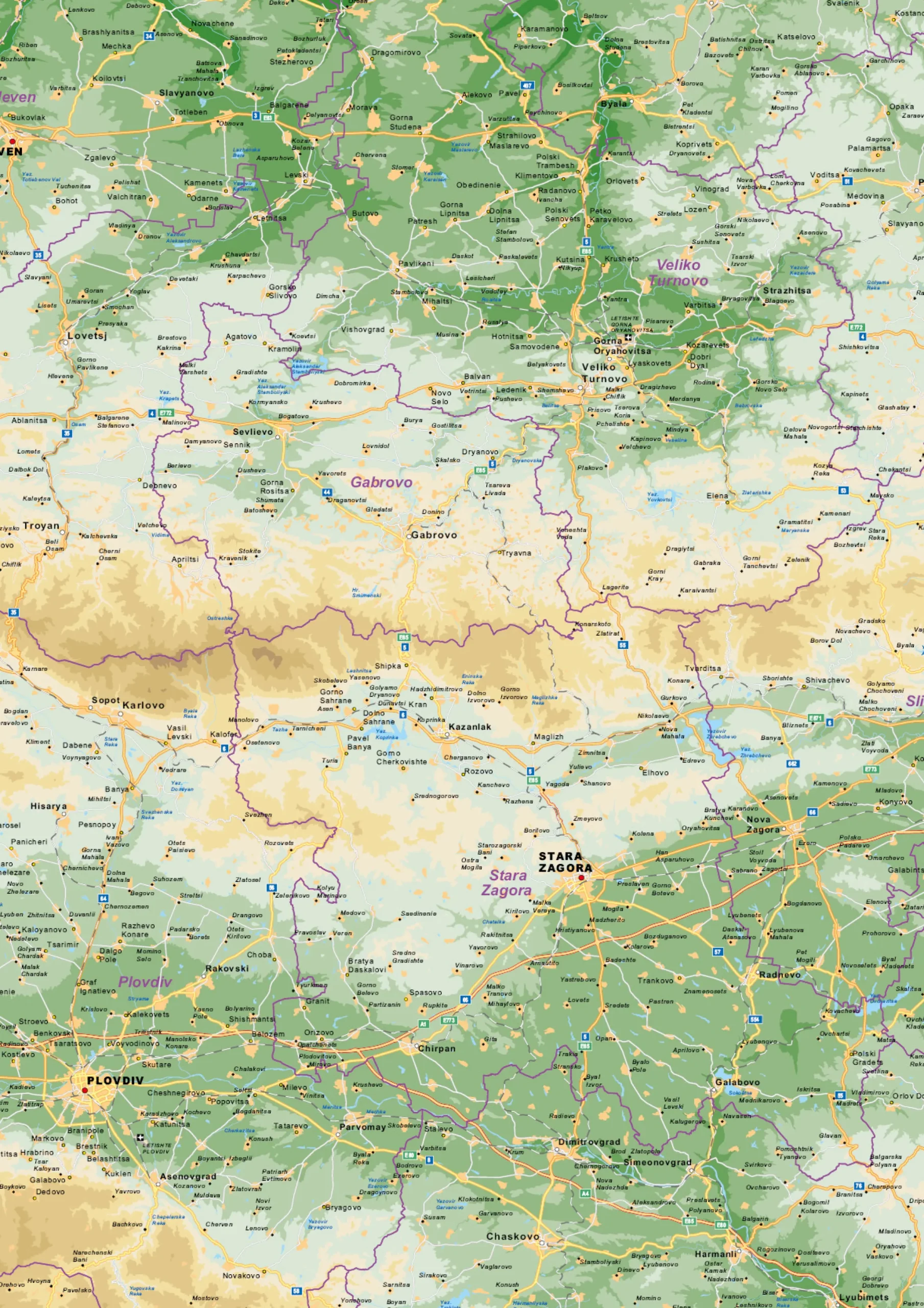 Bulgarije Kaart Natuurkundig 1533