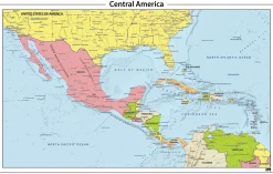 Centraal Amerika staatkundige kaart 630