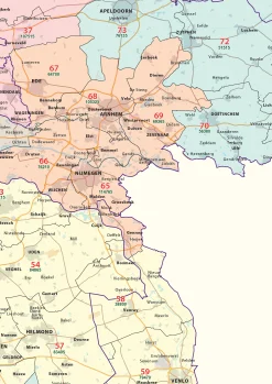 2-cijferige Postcodekaart Nederland met huishoudens 464