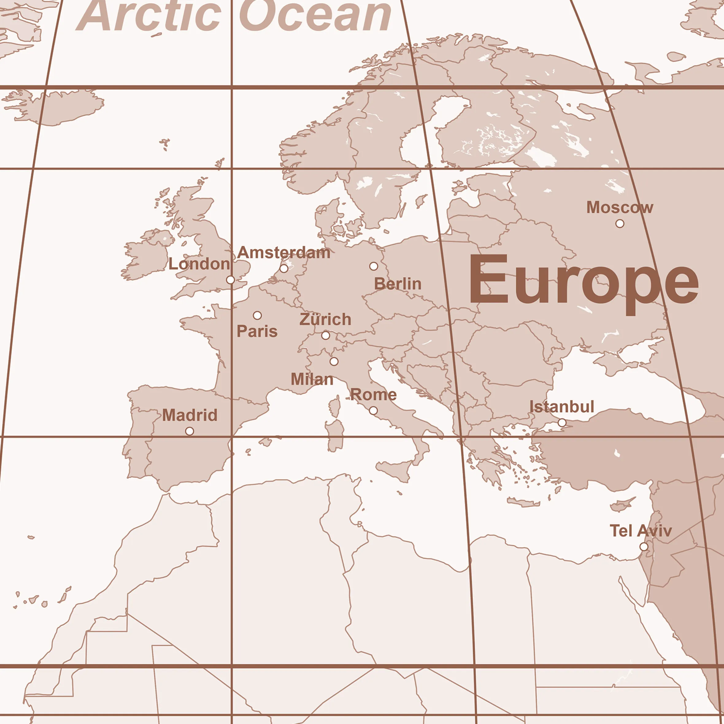 Decoratieve wereldkaart bruin 2083