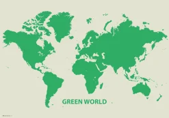 Decoratieve Wereldkaart Green World 1400