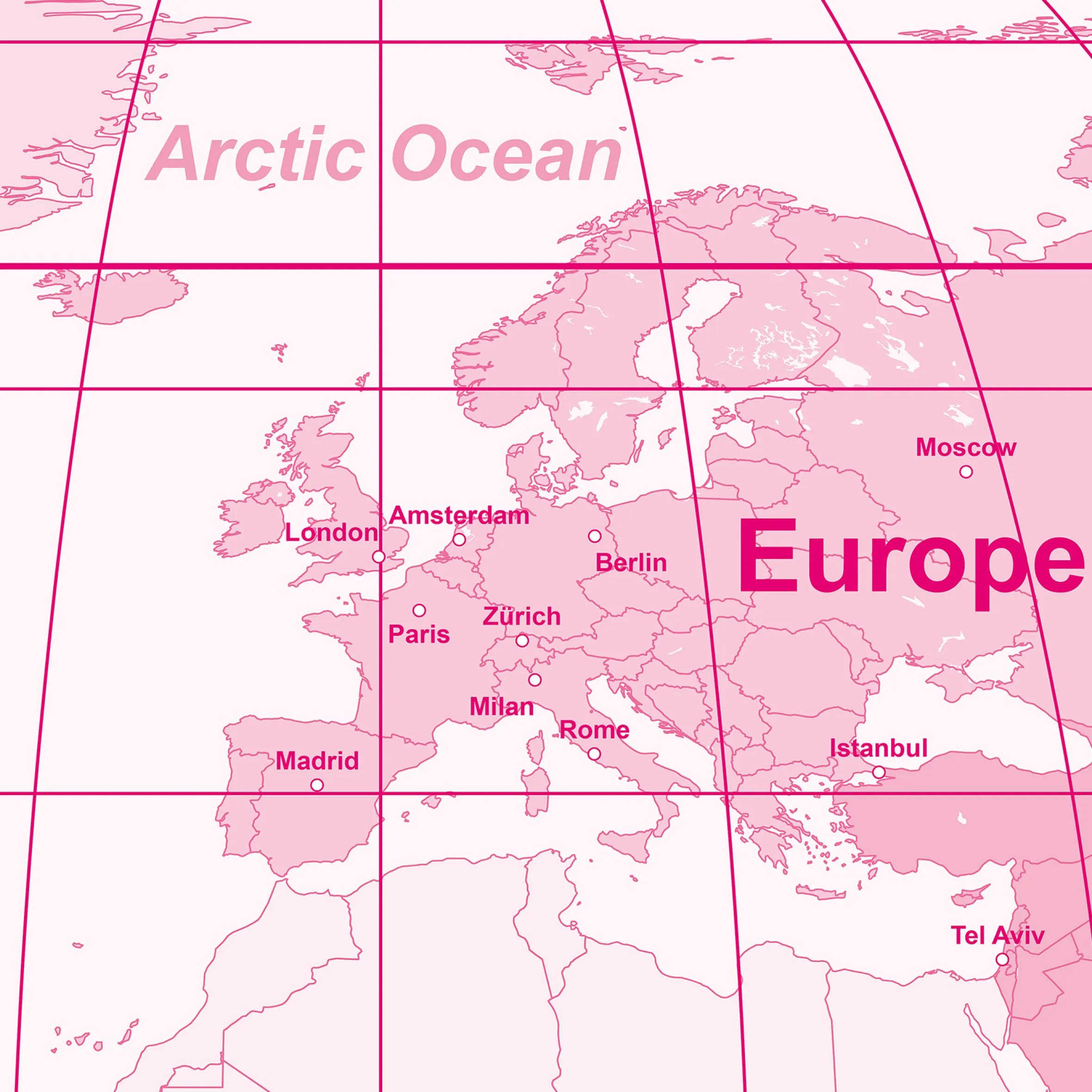 Decoratieve wereldkaart roze 2087