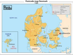 Denemarken 1-cijferige postcodekaart 77