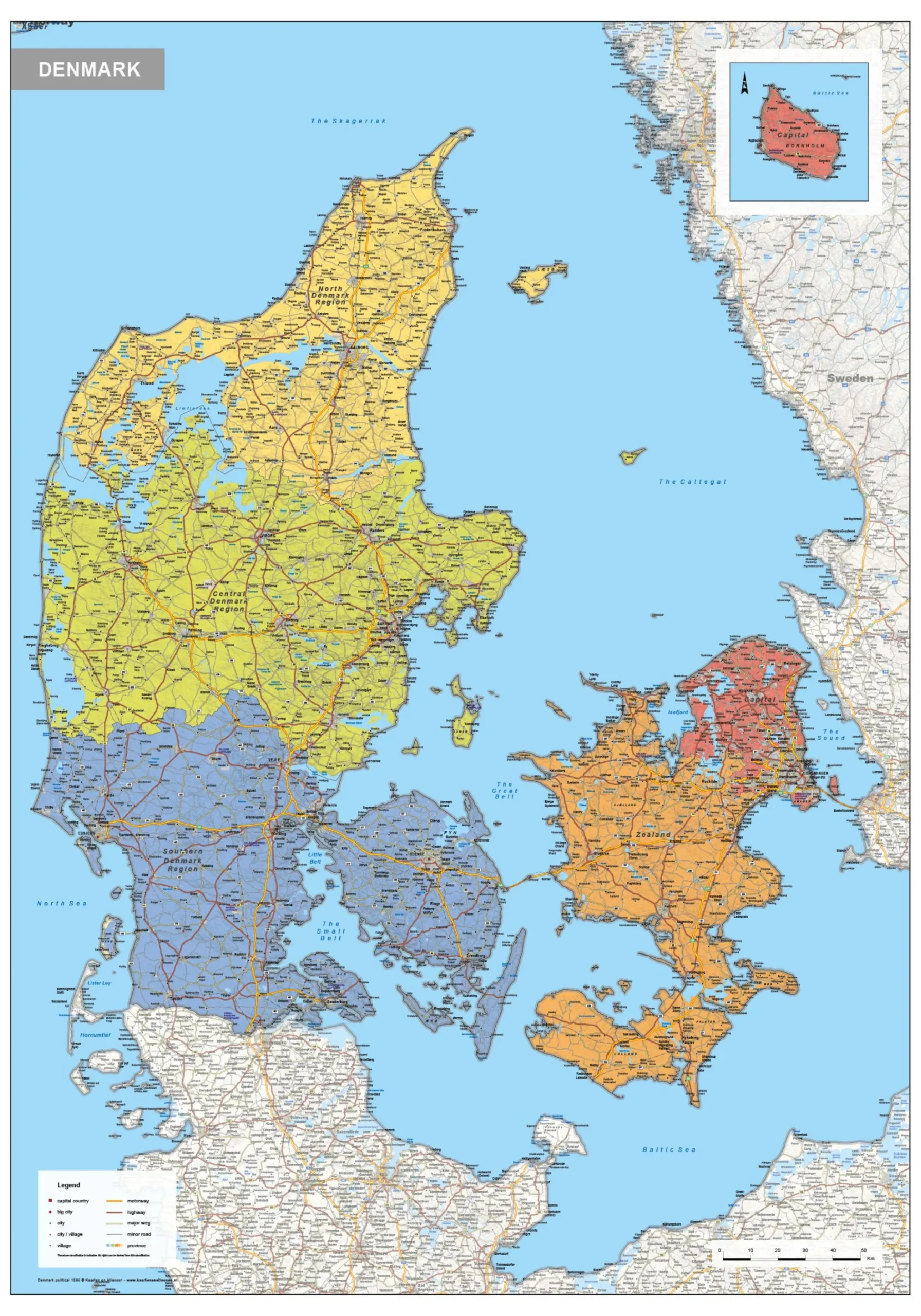Denemarken Kaart Staatkundig 1586