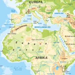 Eenvoudige Wereldkaart Natuurkundig 1301