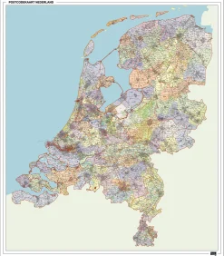 2- en 4-cijferige Postcodekaart Nederland met HH aantal XXL 1261