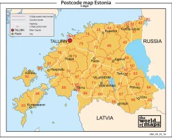Estland 2-cijferige postcodekaart 78
