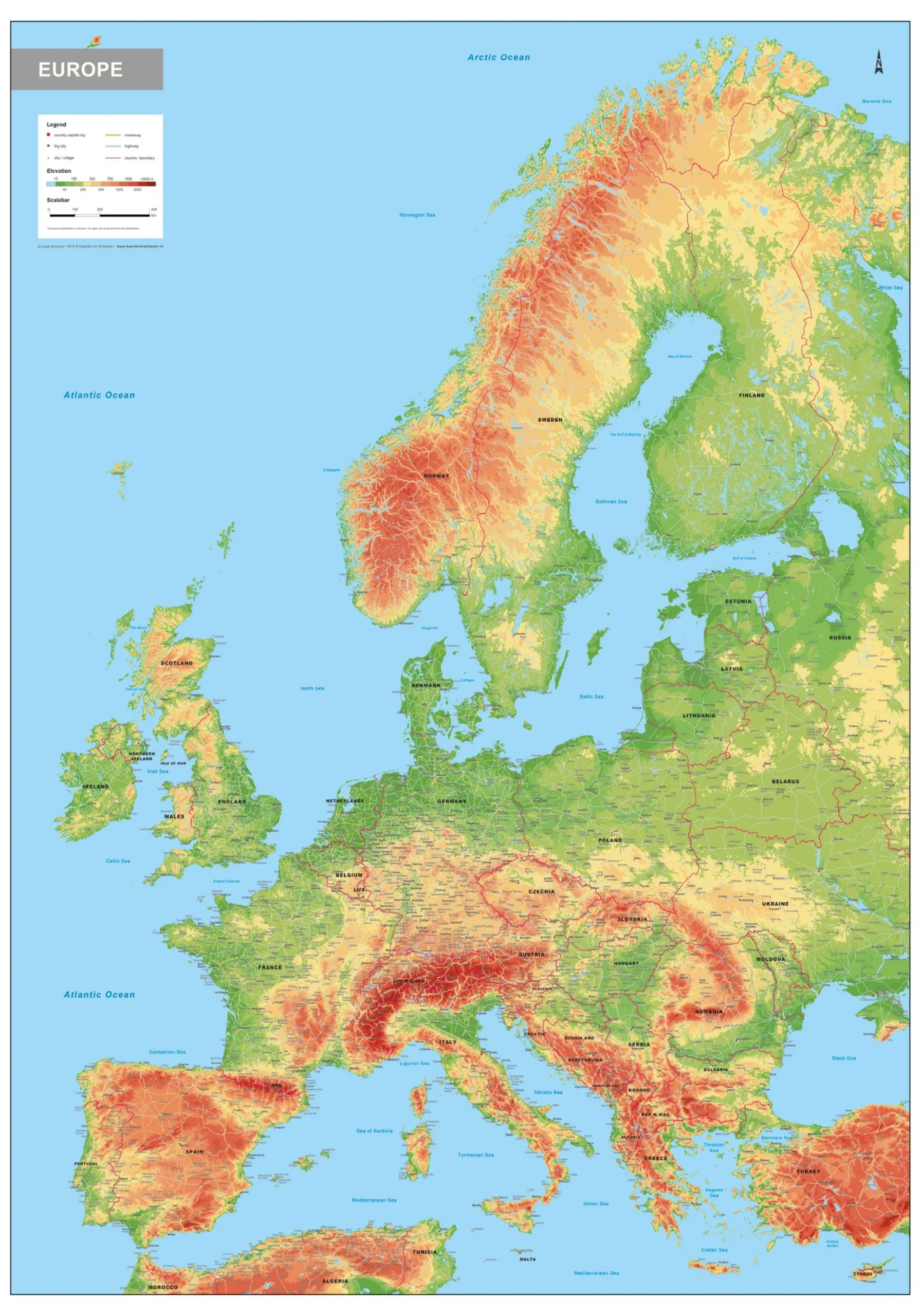Europa Kaart Natuurkundig 1579