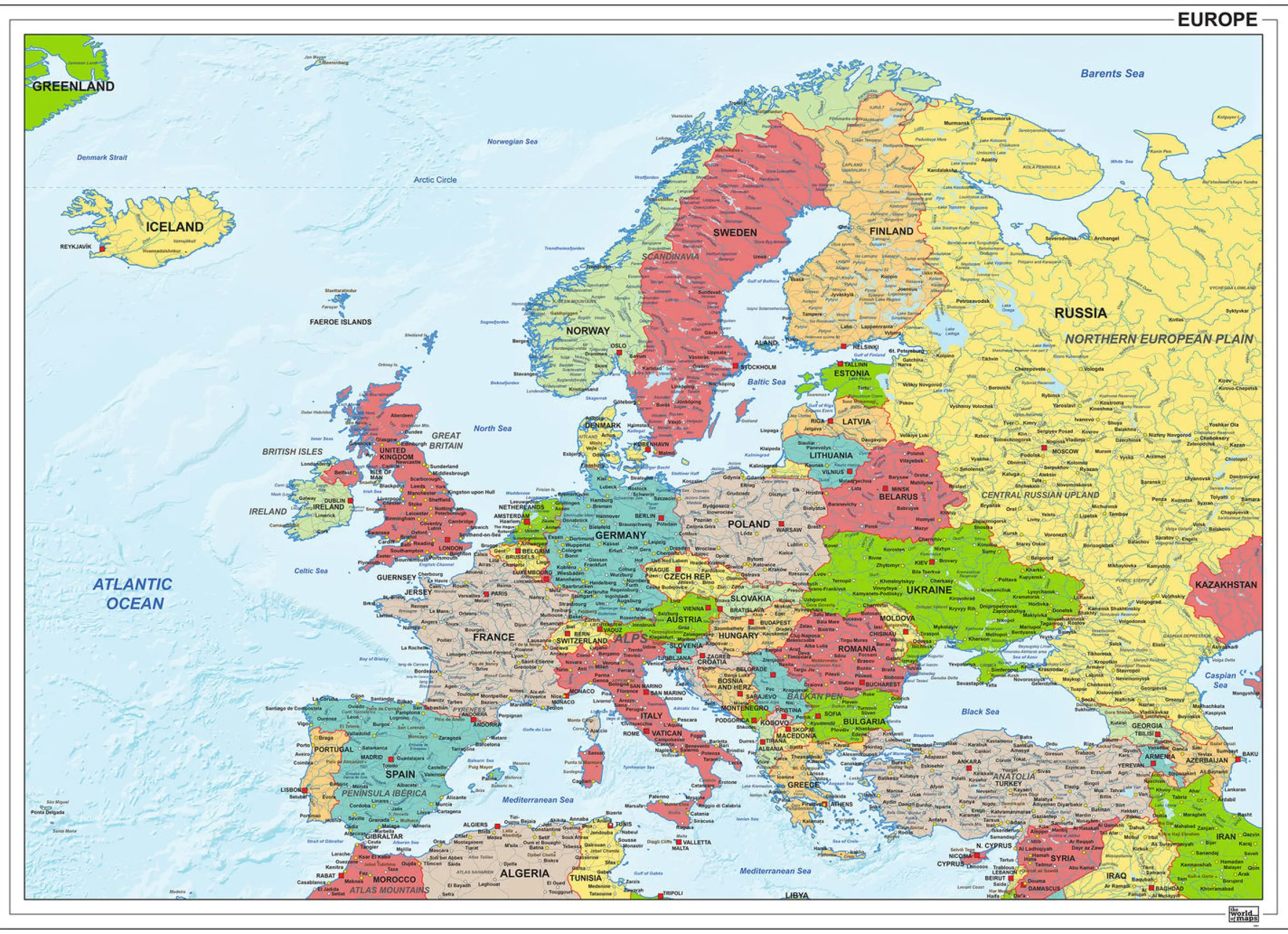 Europakaart staatkundig 1281