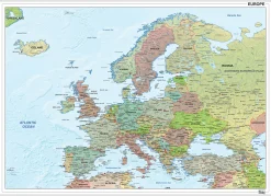 Europakaart staatkundig met reliëf 1293