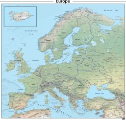 Europa natuurkundige kaart 622