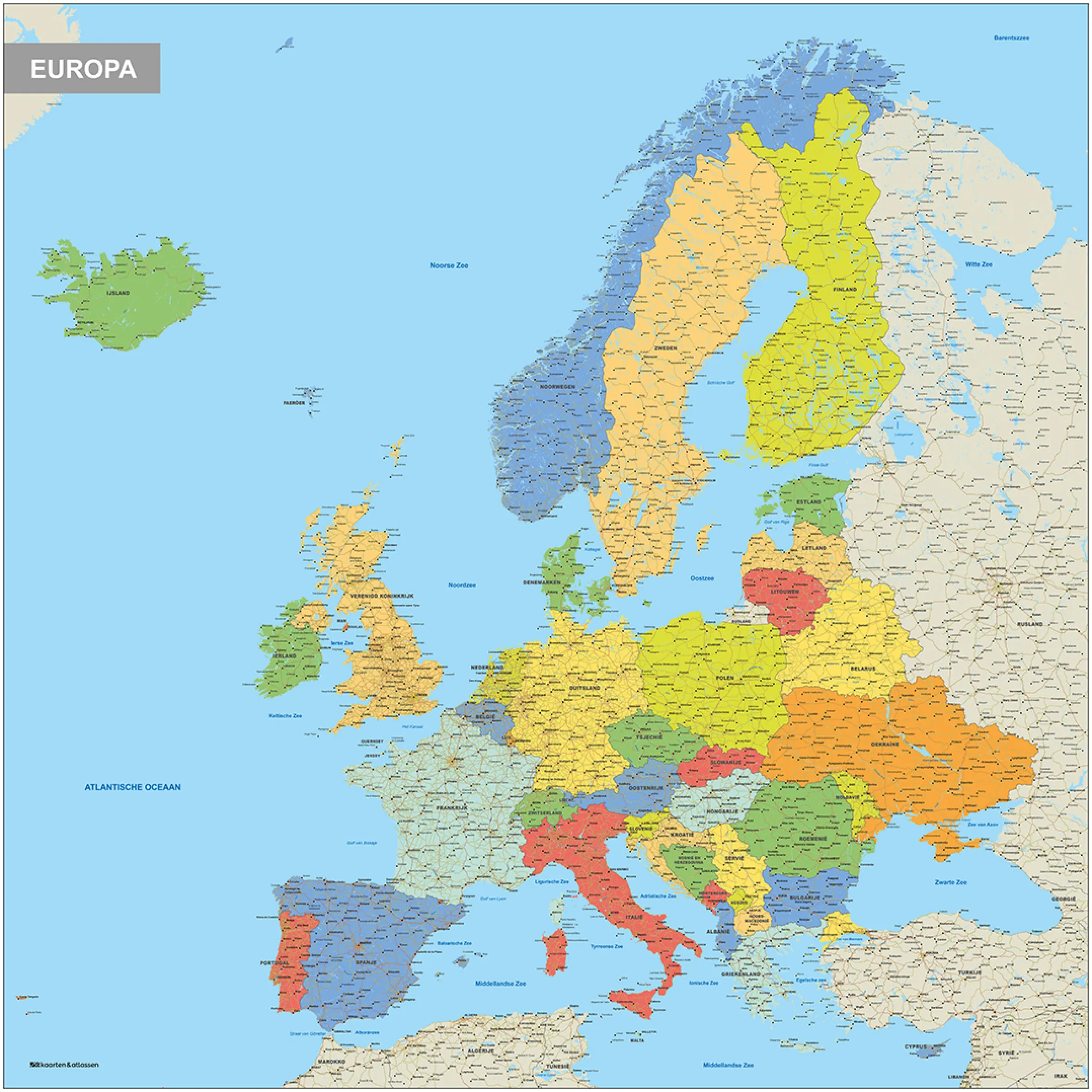 Europa staatkundige wegenkaart 1799