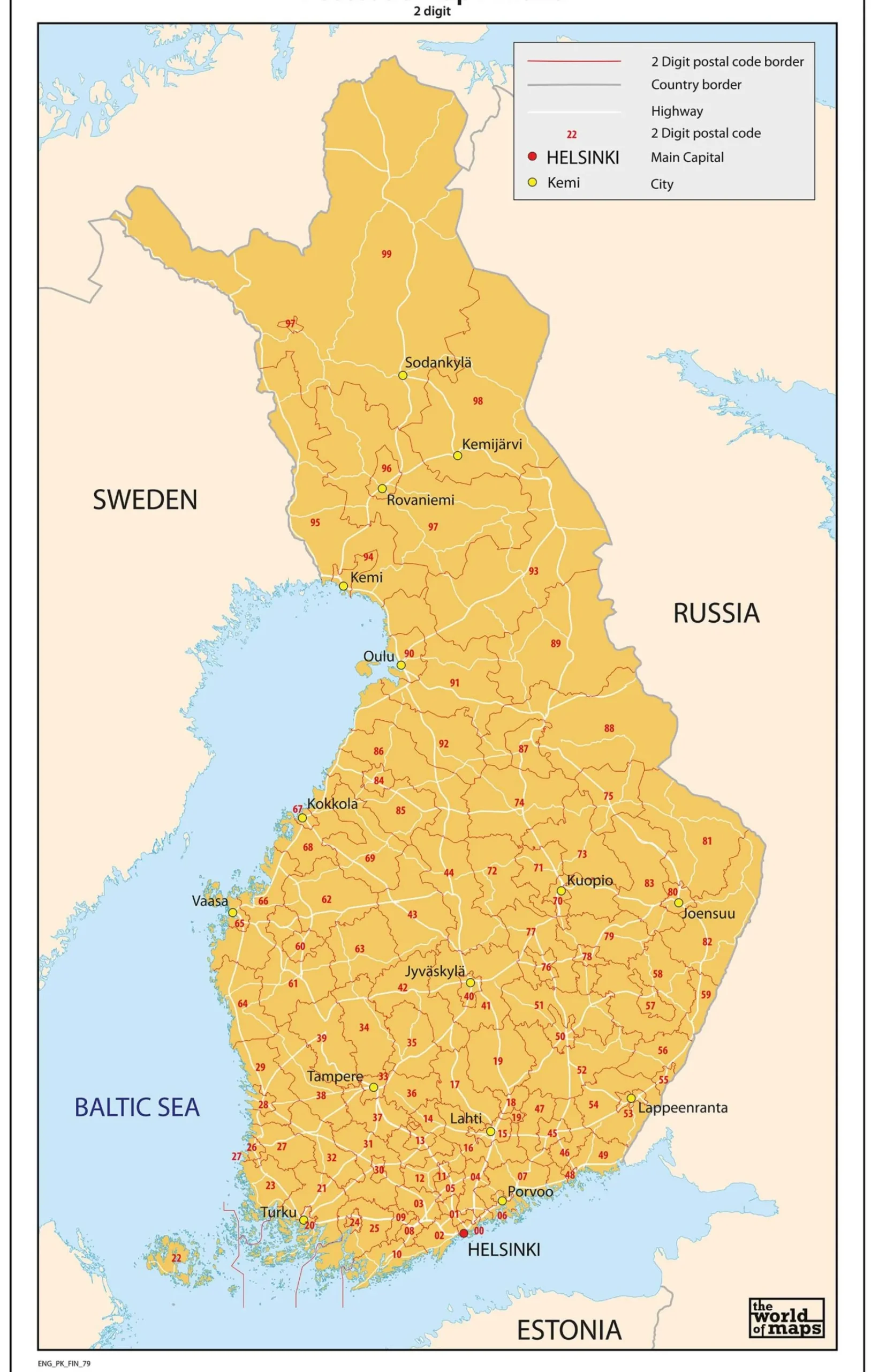 Finland 2-cijferige postcodekaart 79