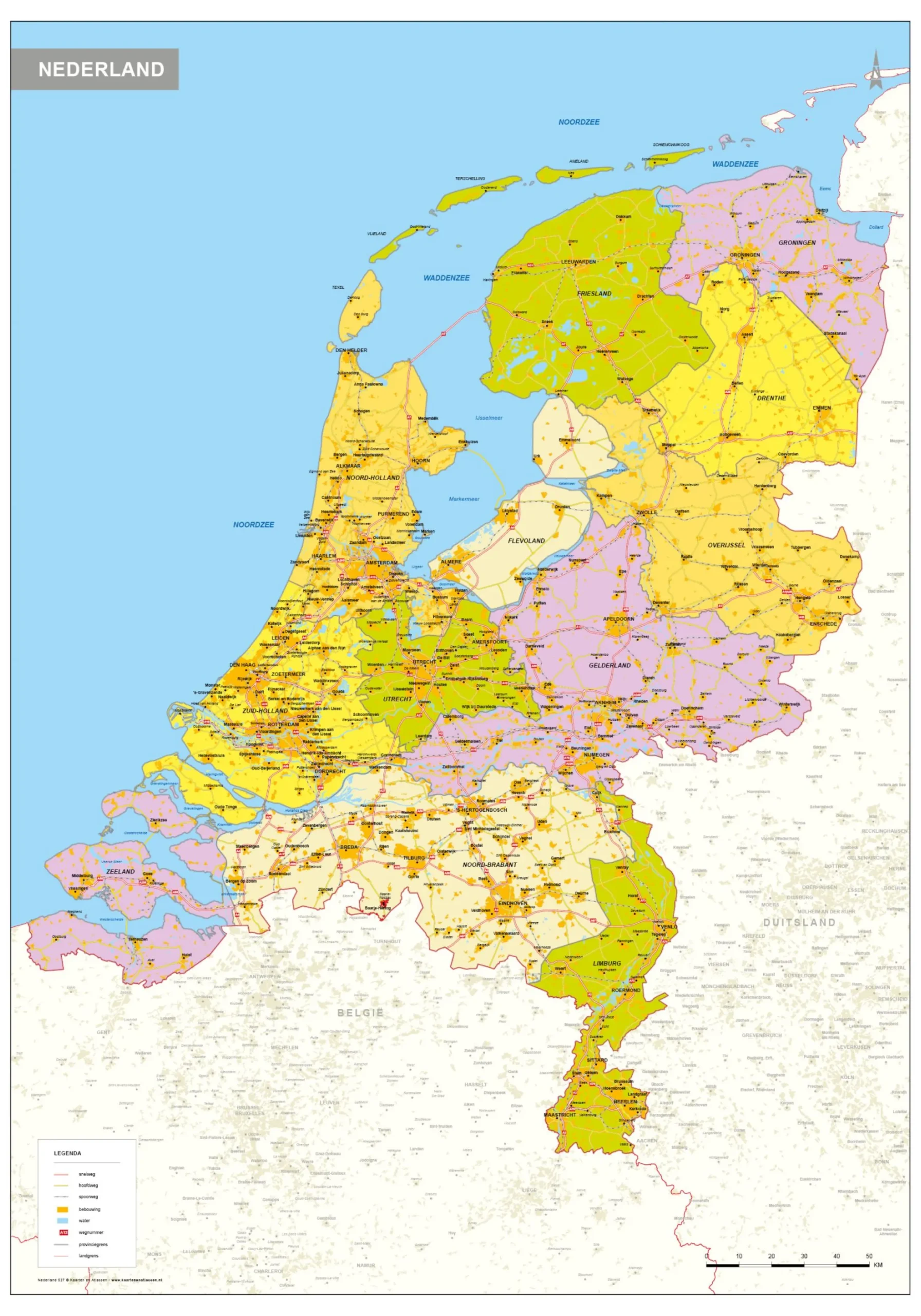 Gedetailleerde kaart van Nederland 537