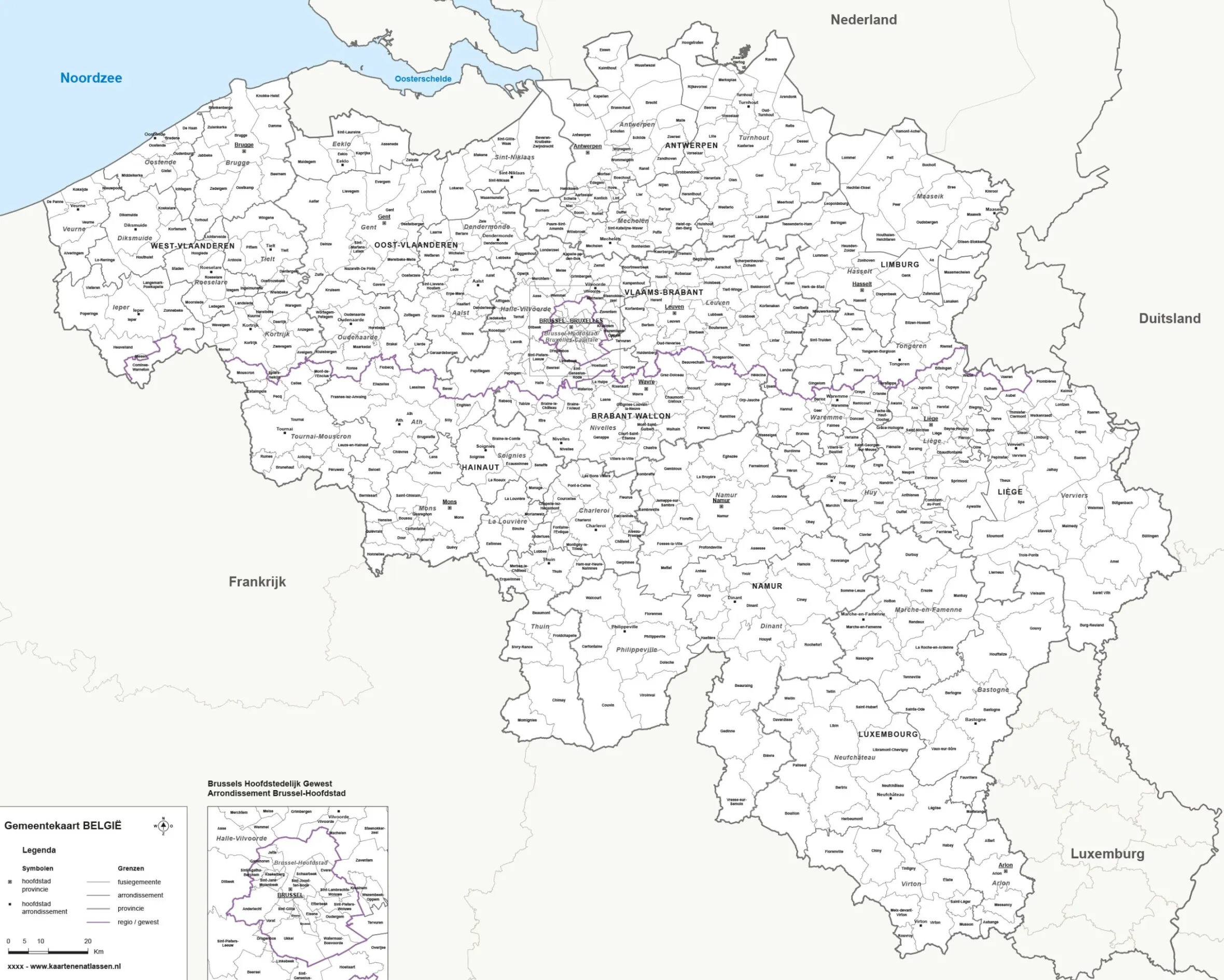 Gemeentekaart België Eenvoudig 371