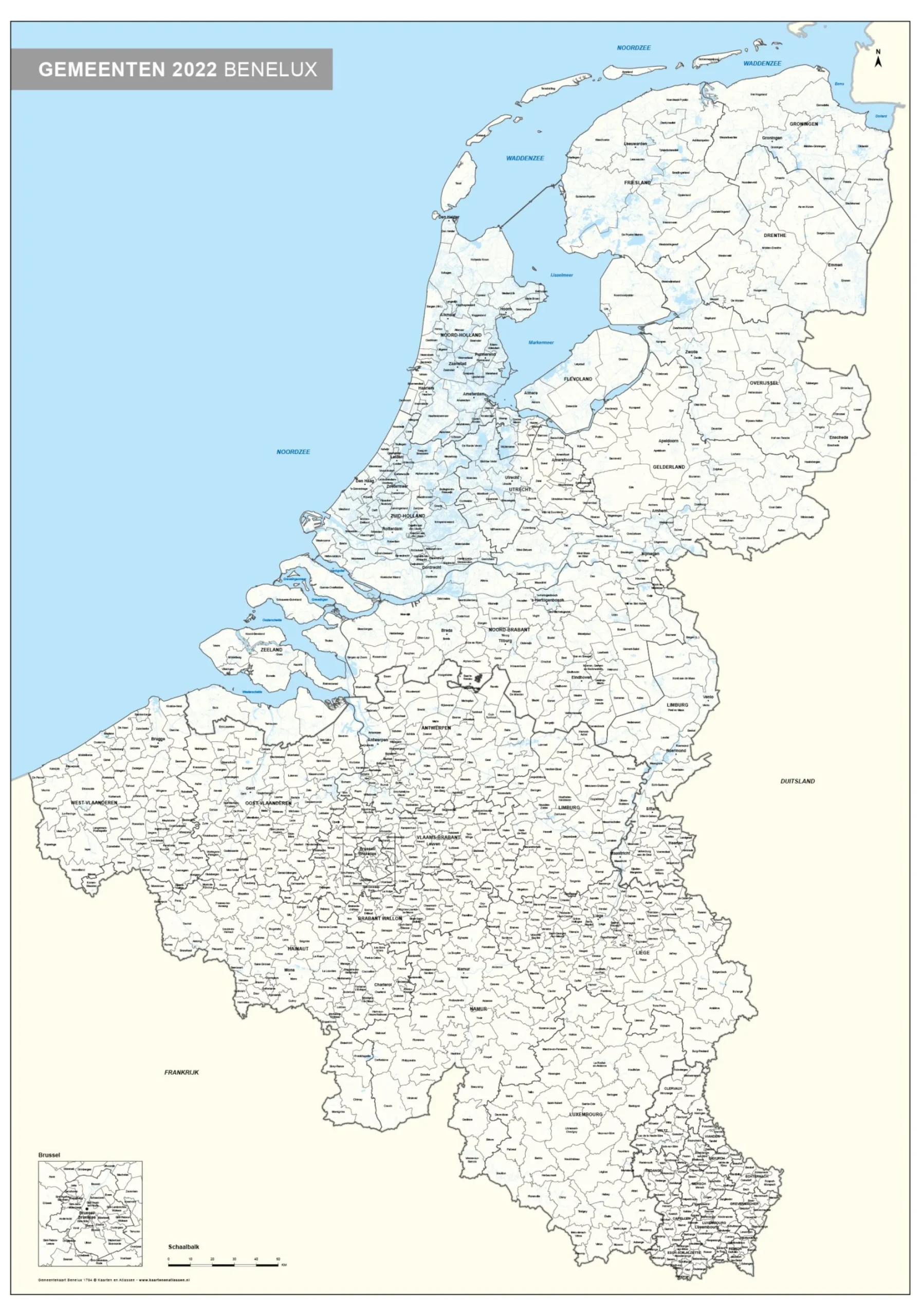 Gemeentekaart Benelux 1784