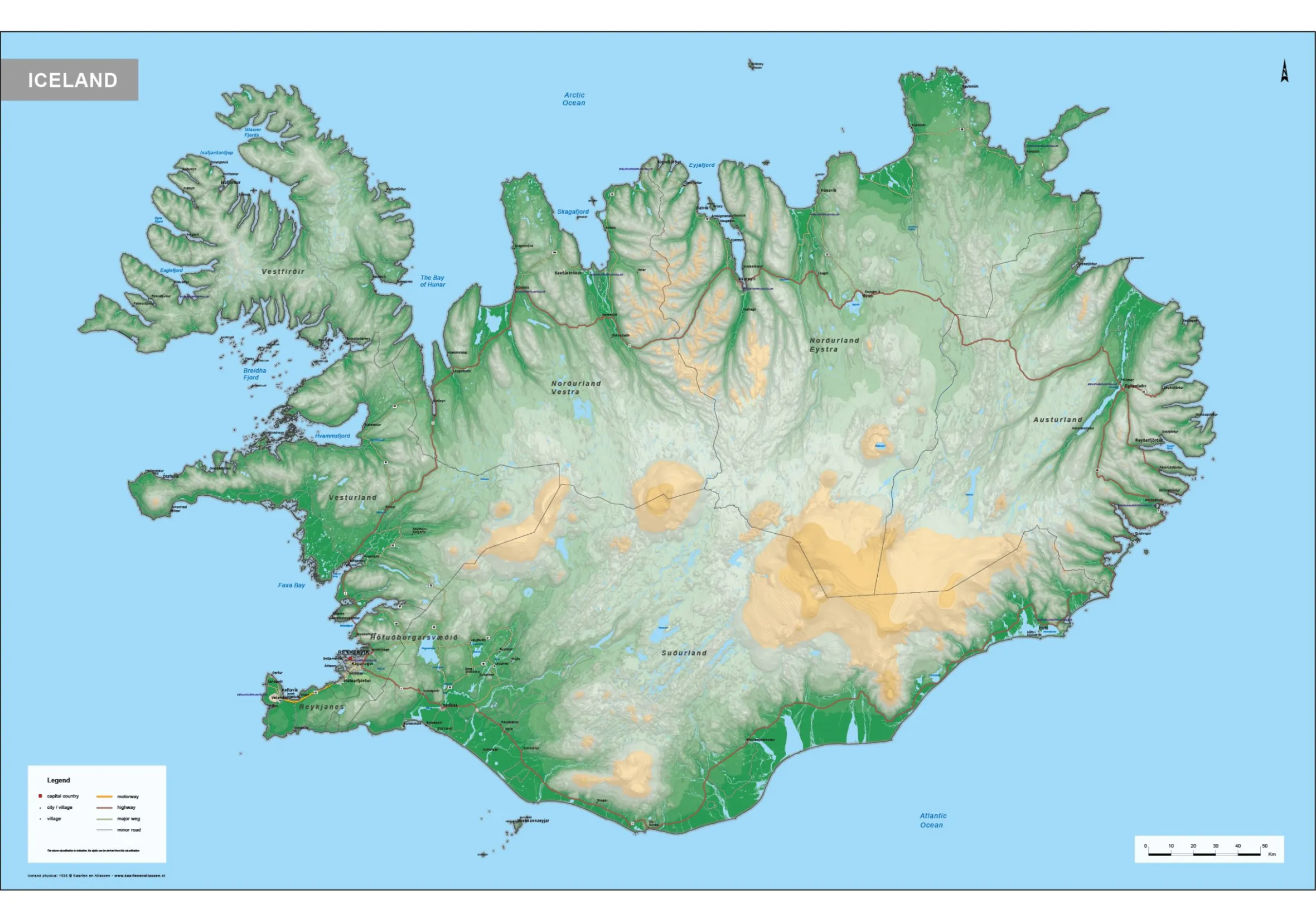 IJsland Kaart Natuurkundig 1585