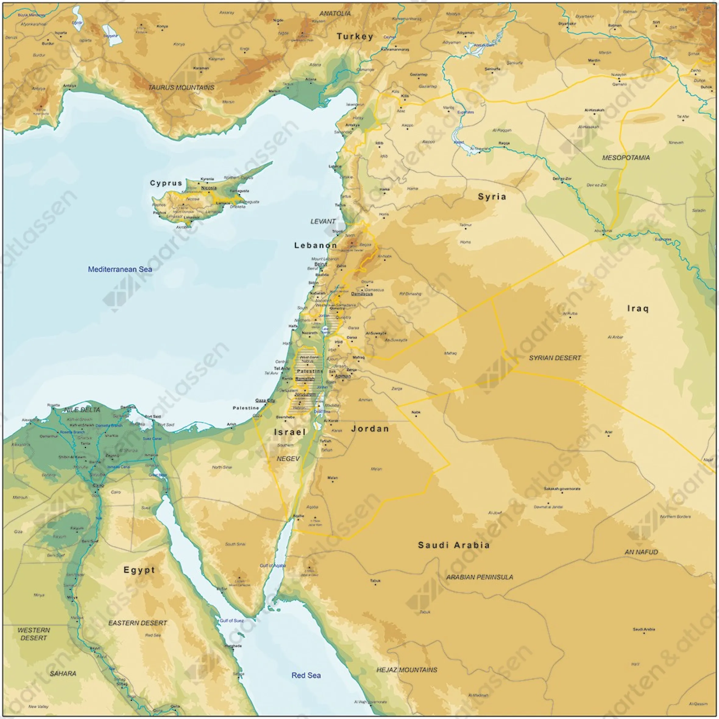 Israël en Omliggende Landen Natuurkundig 1815