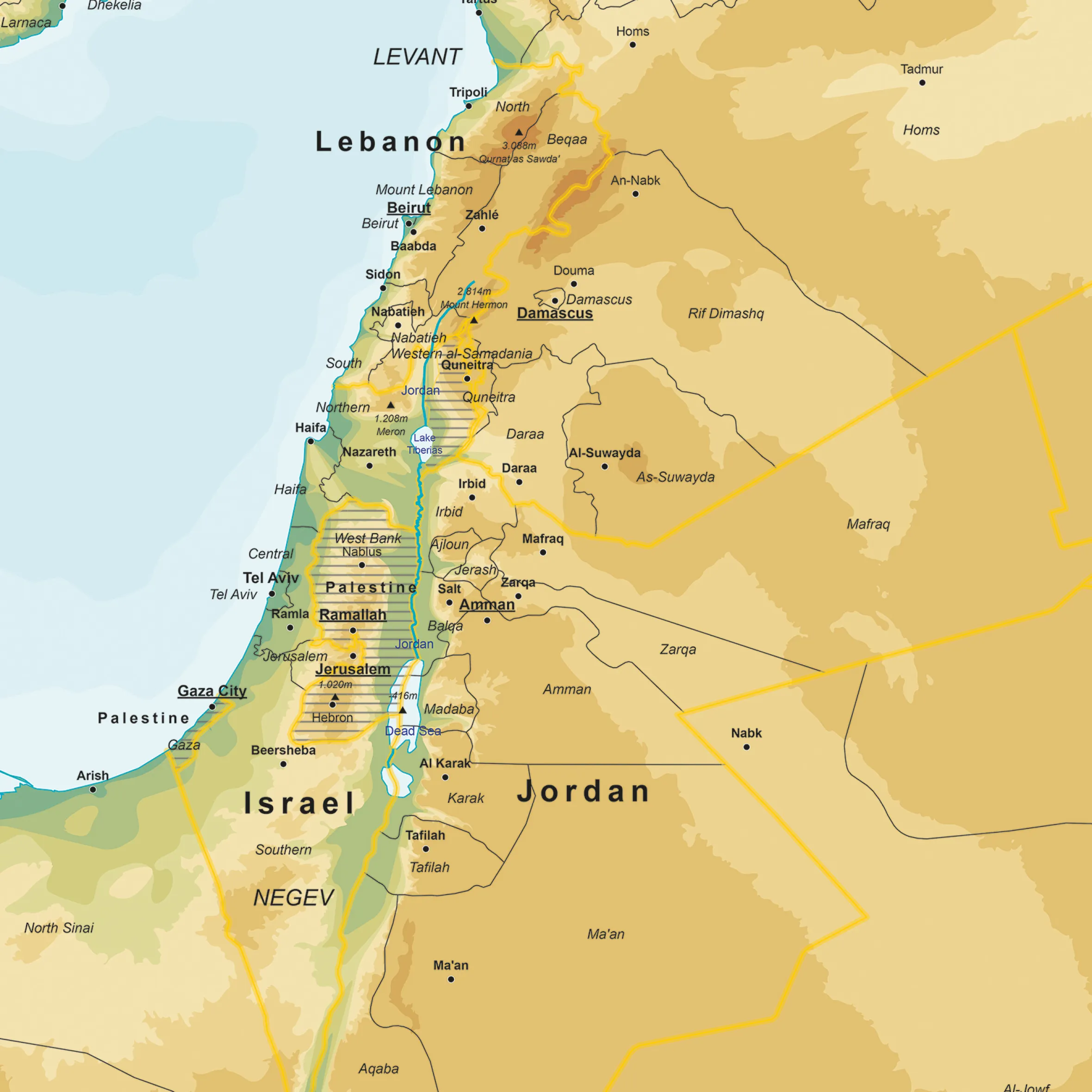Israël en Omliggende Landen Natuurkundig 1815