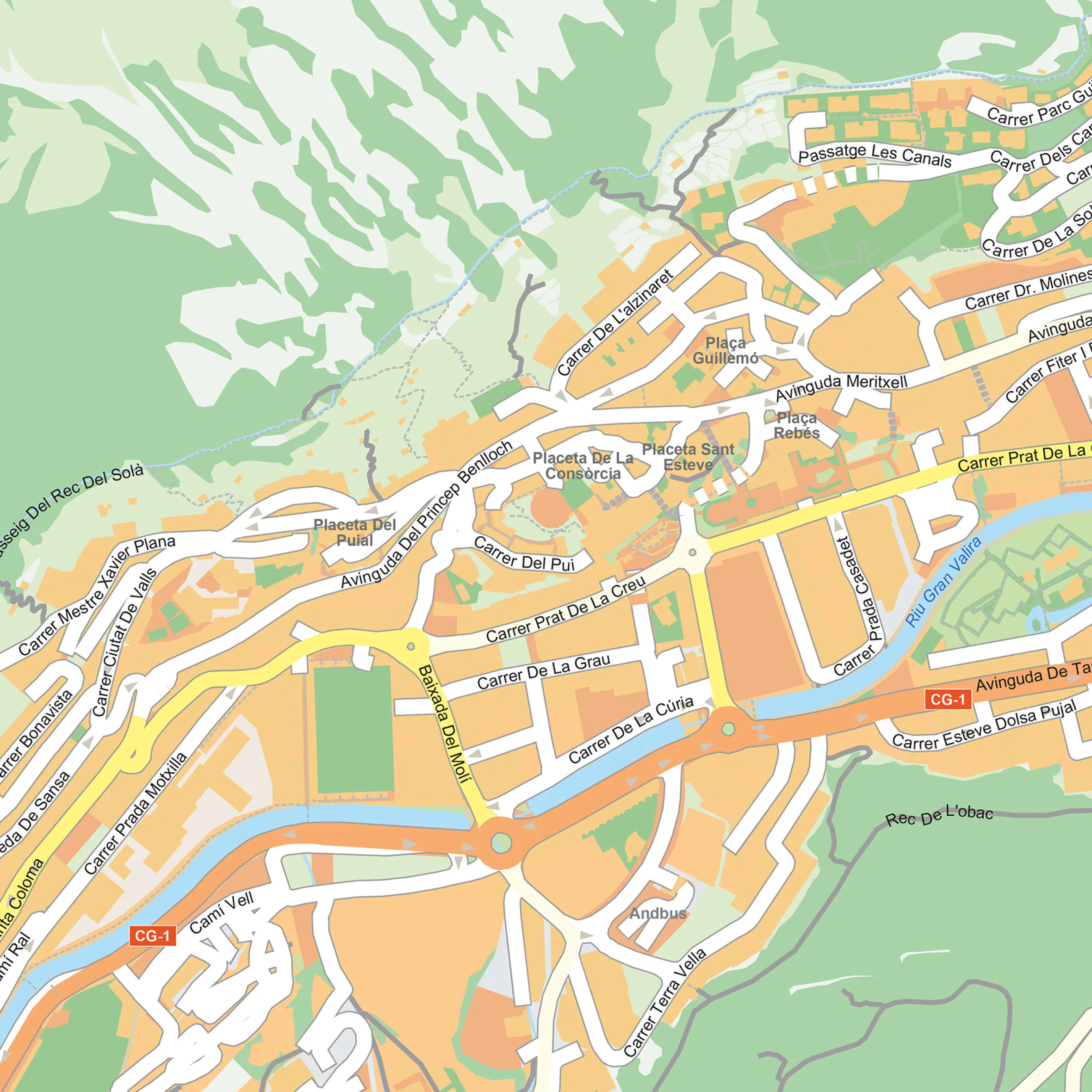Kaart Andorra La Vella Stadsplattegrond1867