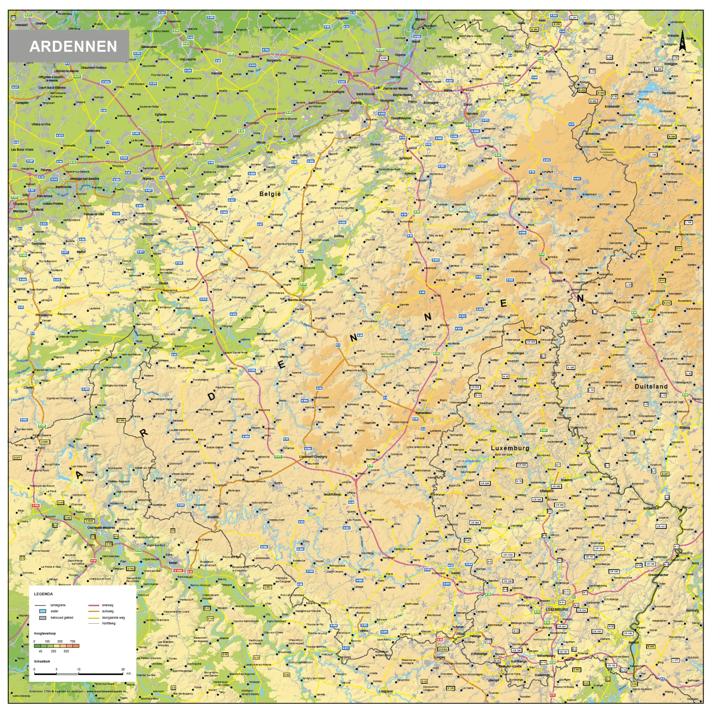 Kaart Ardennen 1794