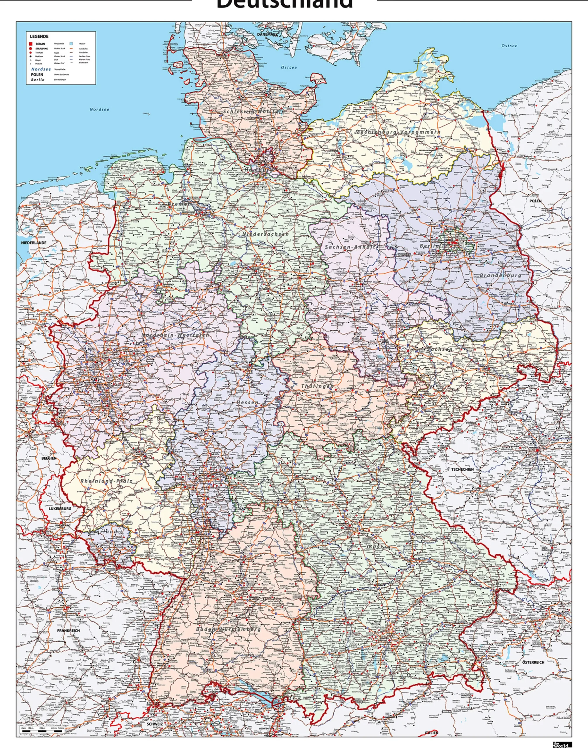 Kaart Duitsland met contouren 291