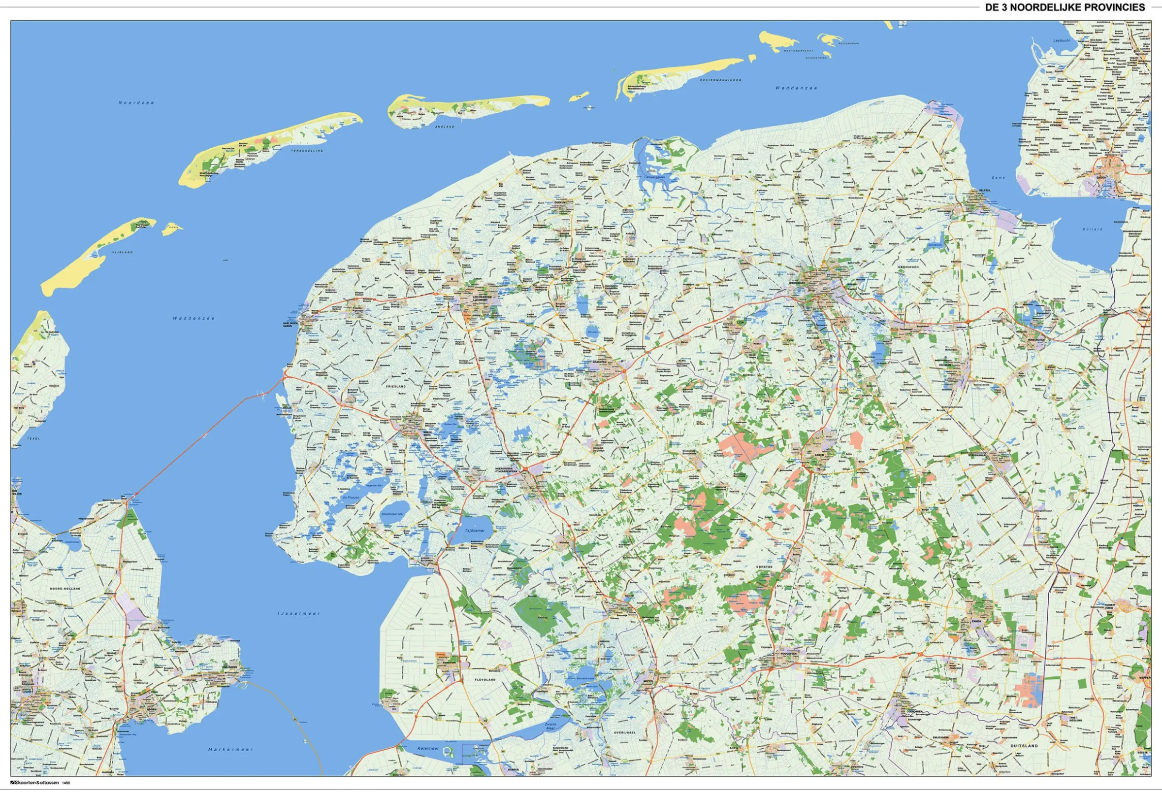 Kaart: Friesland, Groningen & Drenthe 1488