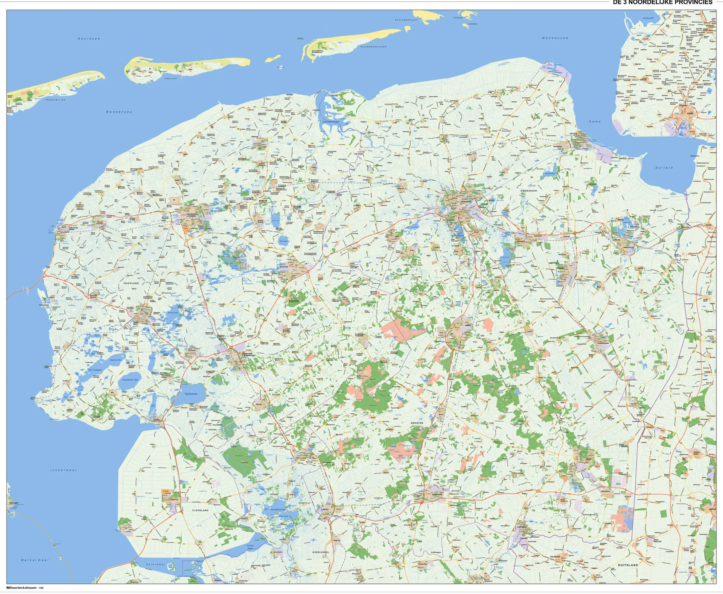 Kaart: Friesland, Groningen & Drenthe 1489