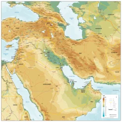 Kaart Iran natuurkundig 2056