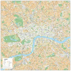 Kaart Londen / London Stadsplattegrond 1883