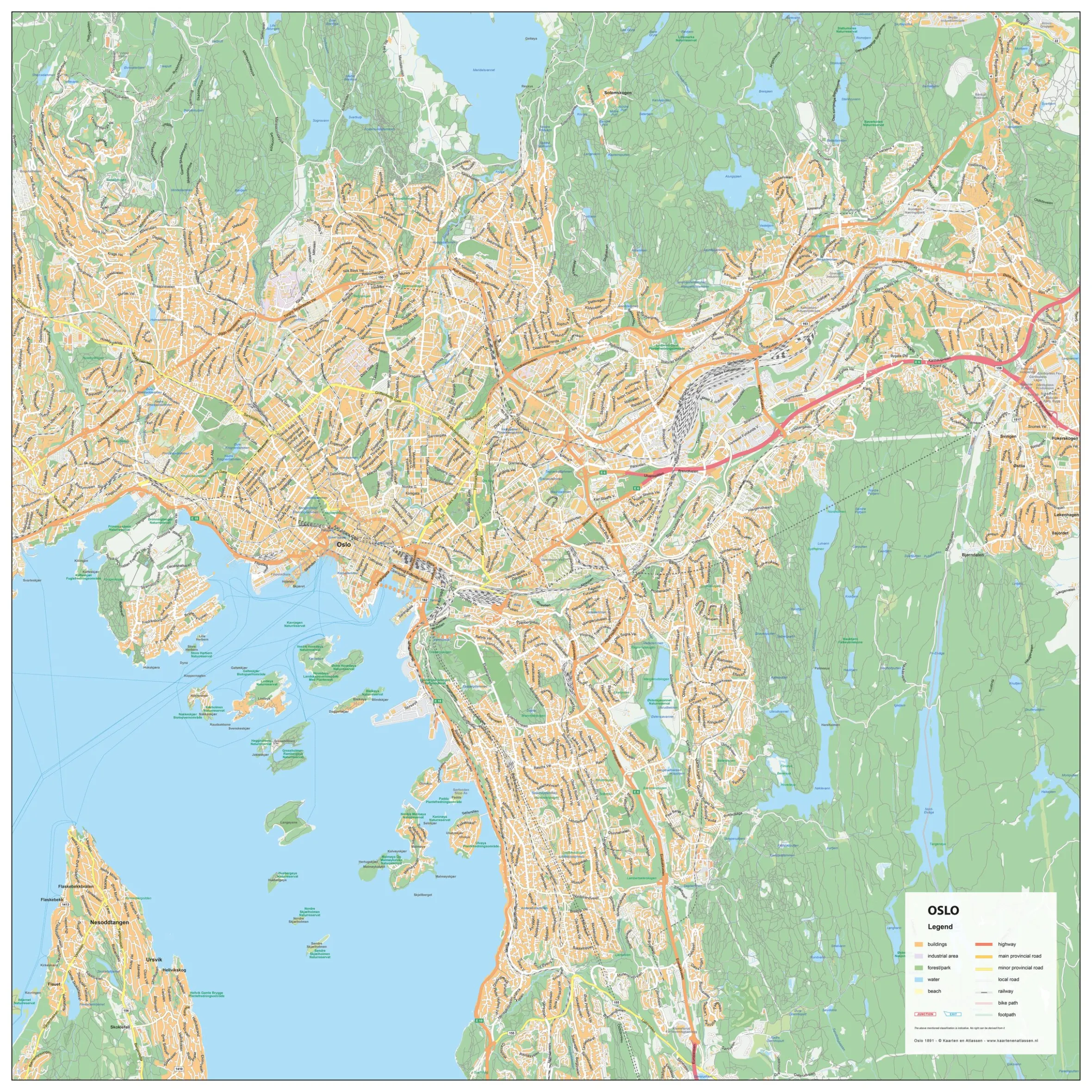 Kaart Oslo 1891