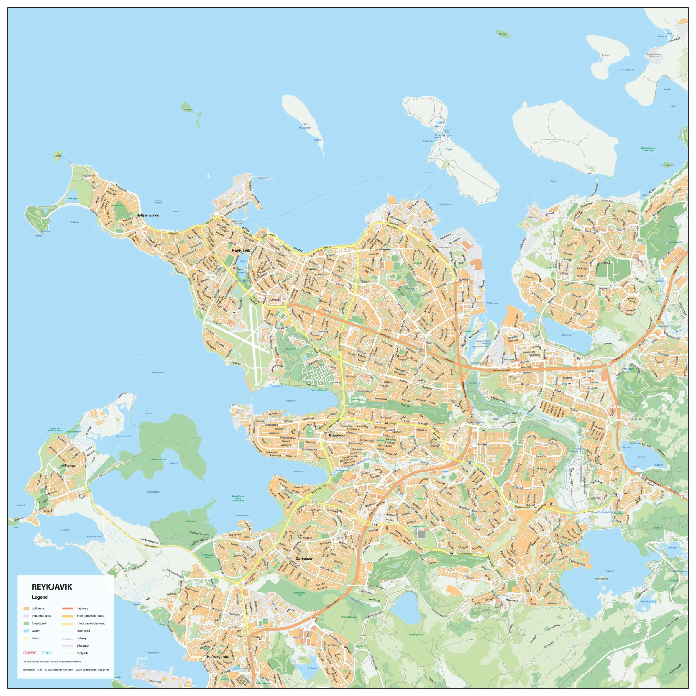 Kaart Reykjavik 1896