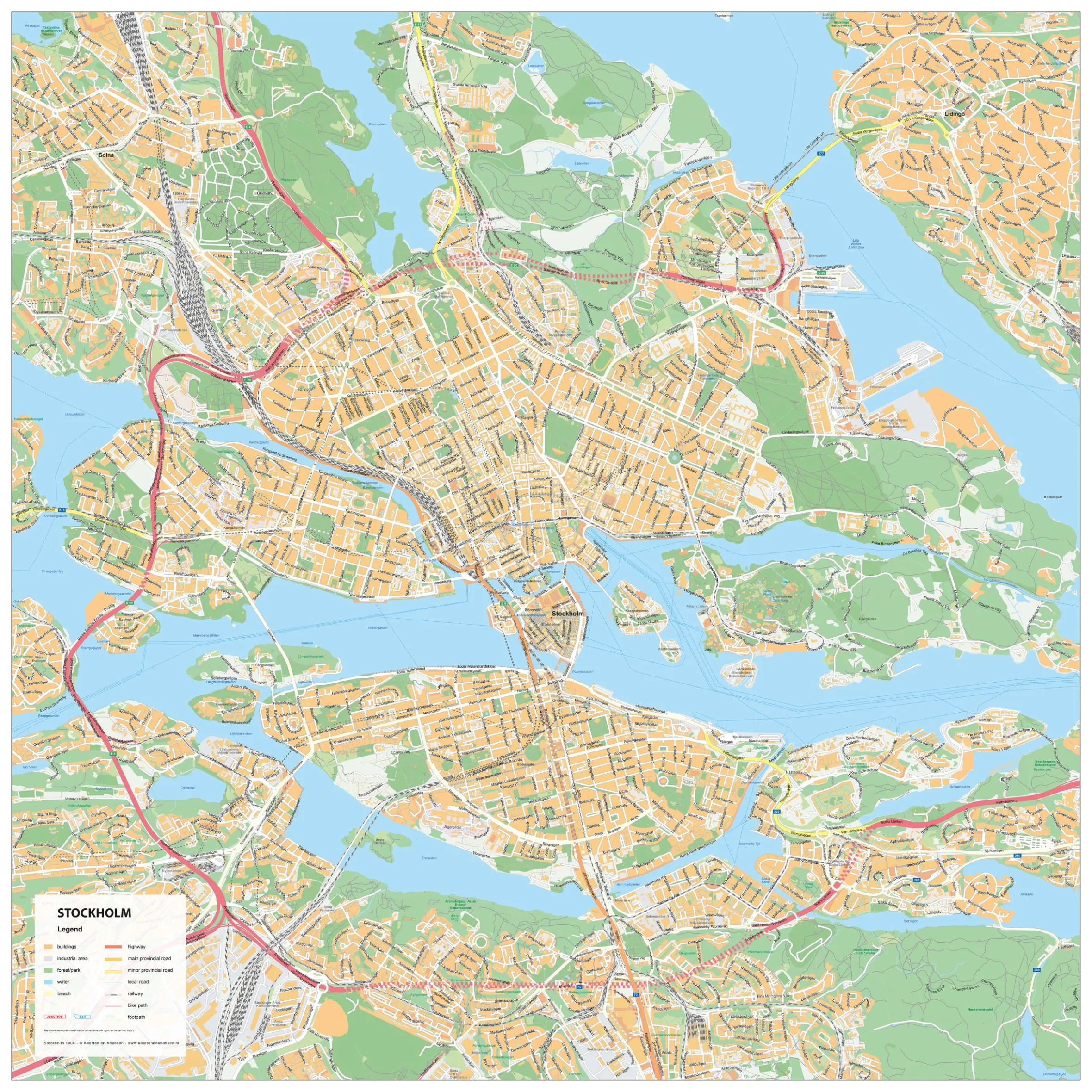 Kaart Stockholm 1904