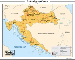 Kroatië 2-cijferige postcodekaart 75