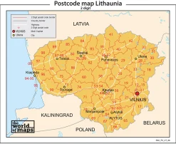 Litouwen 2-cijferige postcodekaart 88