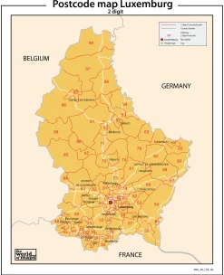 Luxemburg 2-cijferige postcodekaart 89