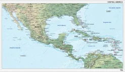 Midden-Amerika kaart natuurkundig 1308