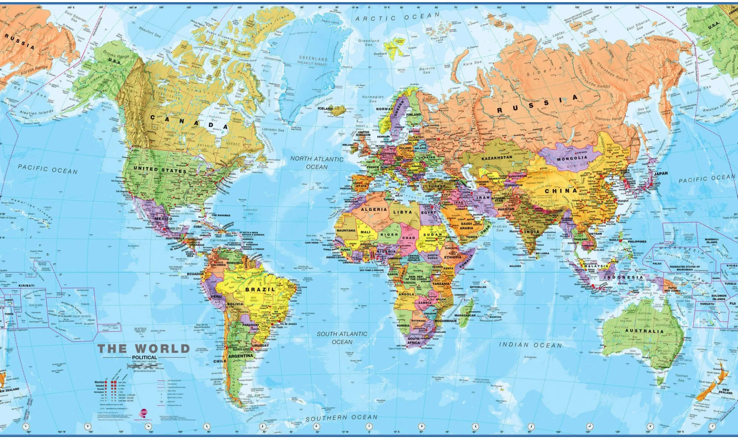 MI Wereldkaart staatkundig Engels