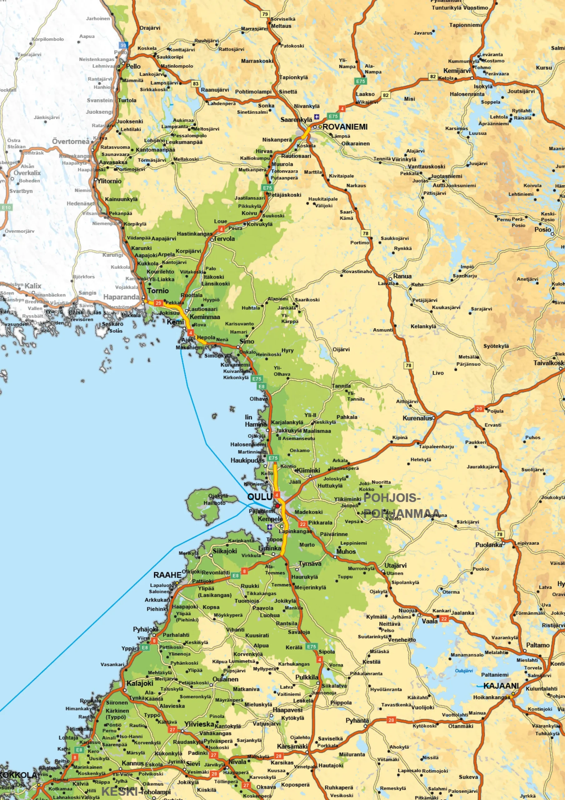 Natuurkundige kaart Finland 1734